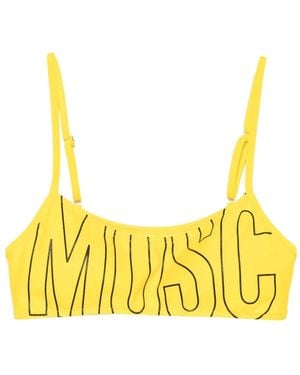 Moschino Logo-Print Bikini Top - Yellow