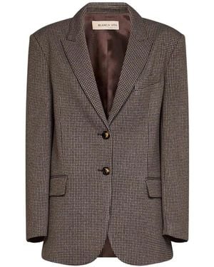 Blanca Vita Blazer Boutonné À Motif Pied-De-Poule - Brown