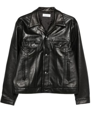 Ernest W. Baker Multiple-Pockets Buttoned Leather Jacket - Black