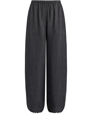 12 STOREEZ Delave Drawstring-Cuff Linen Trousers - Black