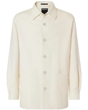 ZEGNA Button-Up Wool Overshirt - White