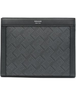 Ferragamo Monogram Clutch Bag - Grey
