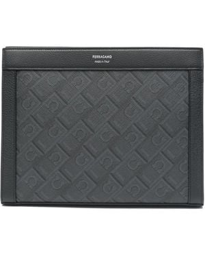 Ferragamo Clutch Met Monogram - Grijs