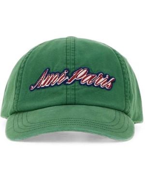 Ami Paris Logo-Embroidered Cotton Cap - Green
