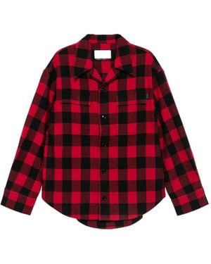 Ami Paris Check-Pattern Button-Up Shirt - Red