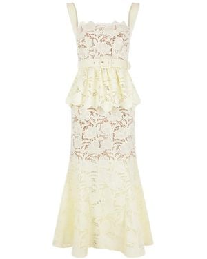 Self-Portrait Peplum Laced Maxi Dress - White