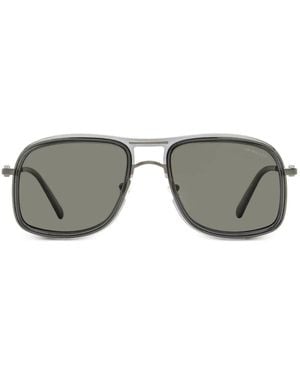 Moncler 223 Back-Plate Navigator-Frame Sunglasses - Gray