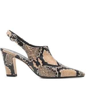Aeyde Maude Snake Print Calf Leather Hazelnut - White