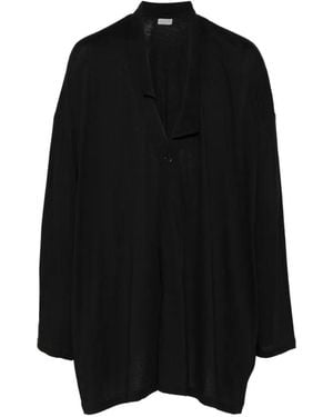 Yohji Yamamoto Hemdjacke Mit V-Ausschnitt Und Knopfleiste - Schwarz