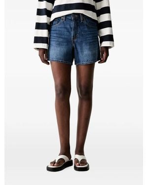 Levi's Gesmockte Denim Shorts Met Logo-Patch - Blauw