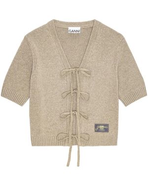 Ganni Cardigan Mit Schnürung - Natur