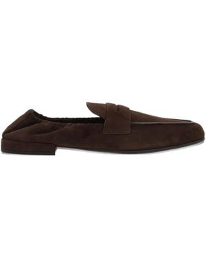 Prada Elastic-Back Suede Loafers - Brown