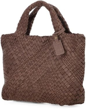 VISONA Esmeralda Woven Leather Tote Bag - Brown