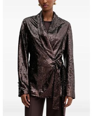 Silvian Heach Sequin Tie Blazer - Black