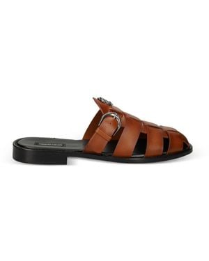 Roberto Cavalli Logo-Appliqué Sandals - Brown