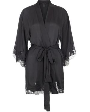 Kiki de Montparnasse Belted Silk Robe - Black