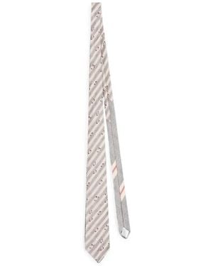 Dries Van Noten Printed Silk Tie - White