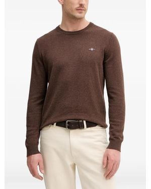 GANT Logo Round-Neck Jumper - Brown