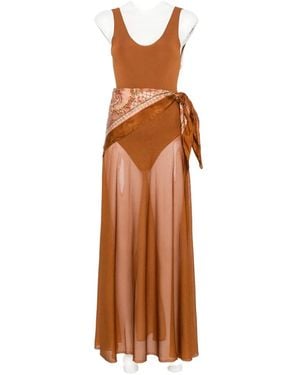 Zimmermann Scarf-Detail Sleeveless Dress - Brown