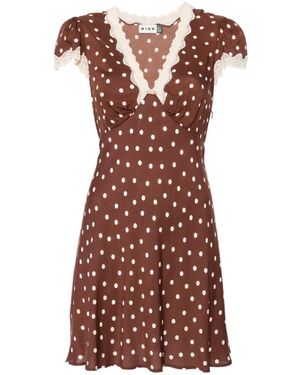 RIXO London Cely Lace-Trim Polka-Dot Mini Dress - Brown
