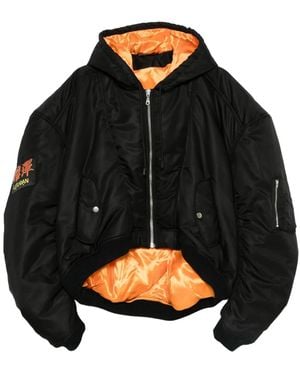 LỰU ĐẠN Hooded Bomber Jacket - Black