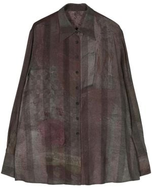 Ziggy Chen Chemise Rayée À Design Asymétrique - Marron