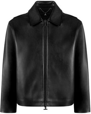 Manière De Voir Bernard Minimal Boxy Leather Jacket - Black