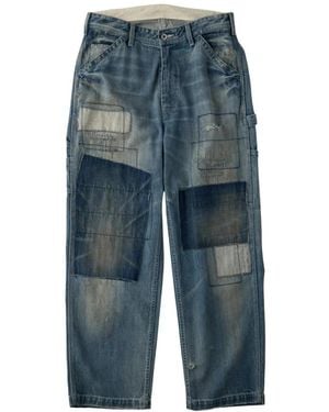 Universal Overall Patchwork Distressed Jeans - Blue