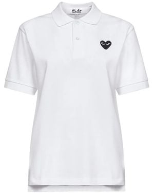 COMME DES GARÇONS PLAY Polo À Écusson Cœur Brodé - White