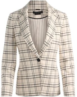 Alice + Olivia Peak-Collar Plaid Blazer - White
