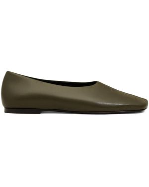 Ami Paris Leather Square-Toe Ballet Flats - Green