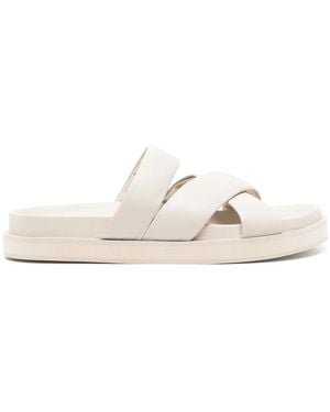 Senso Nico Crossover-Strap Leather Slippers - White