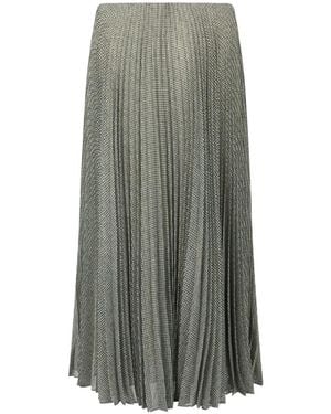 Vince Houndstooth-Print Pleated Midi Skirt - Grey