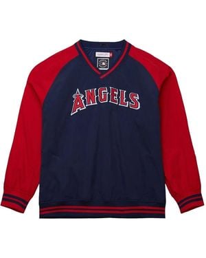 Mitchell & Ness X Mlb Los Angeles Angels V-Neck Pullover - Red