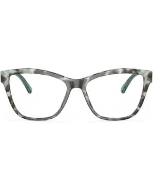 Emporio Armani Tortoiseshell-Effect Cat-Eye Frame Glasses - Gray