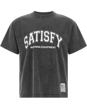 Satisfy Mothtech Distressed Logo-Print T-Shirt - Black