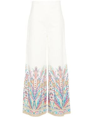 Etro Botanical-Print Trousers - White