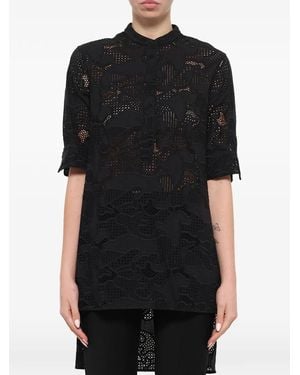 Neil Barrett Laser-Cut High-Low Shirt - Black
