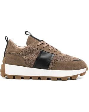 SERGIO MORETTI FIRENZE Stripe-Detail Trainers - Brown
