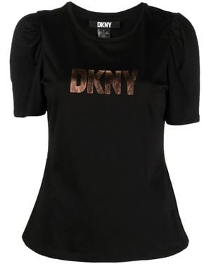 DKNY Logo-Print Short-Sleeved Cotton T-Shirt - Black