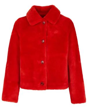 Yves Salomon Veste En Peau Lainée - Red