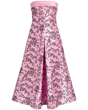 Alberta Ferretti Floral-Print Strapless Dress - Pink
