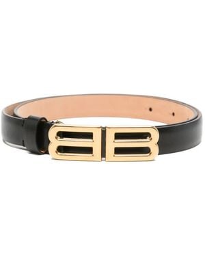 Balenciaga Bb Logo Leather Belt - White
