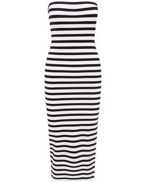 LoveShackFancy Striped Strapless Dress - White