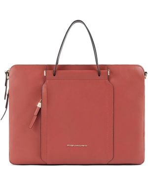 Piquadro Leather Laptop Bag - Red