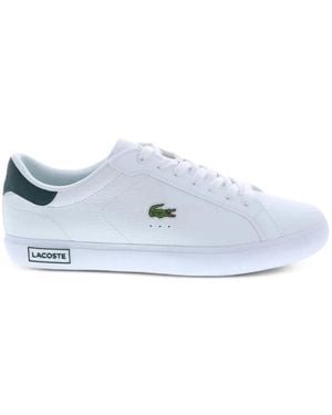 Lacoste Powercourt Lace-Up Leather Trainers - White