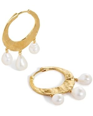 Monica Vinader Orecchini A Cerchio Capri Baroque Pearl Medi - Metallizzato