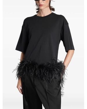 DARKPARK Smith Feather-Trim T-Shirt - Black