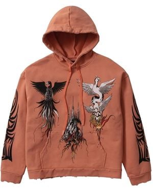 Who Decides War Nefarious Bird-Print Hoodie - Brown
