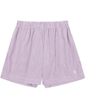 Sporty & Rich Striped Poplin Shorts - Purple
